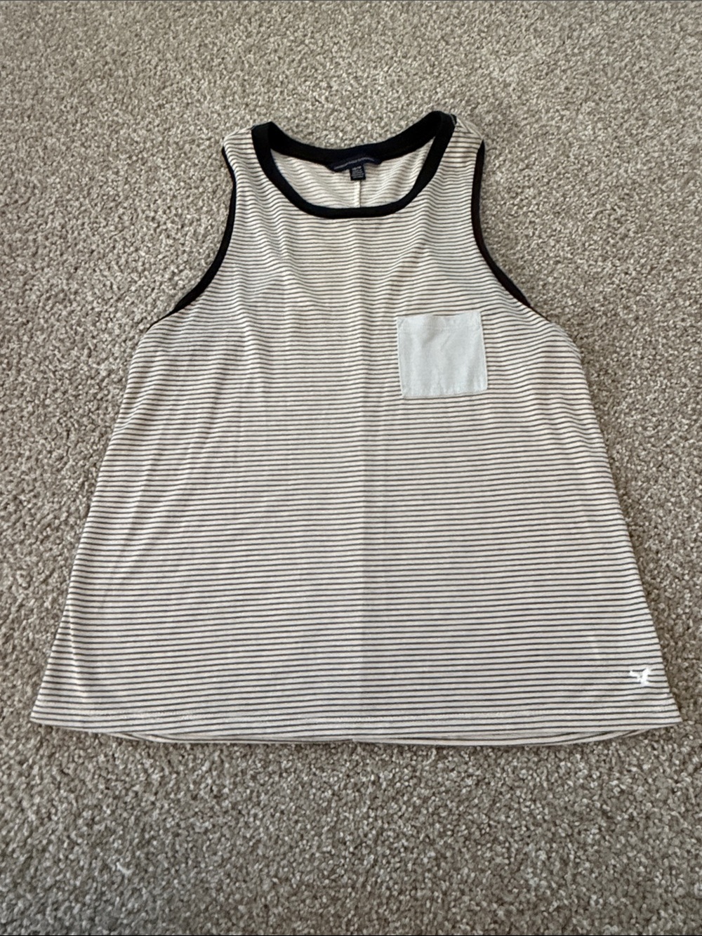American Eagle Outfitters Cream Tank Top with Black Trim